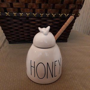 Rae Dunn by Magenta Ceramic Honey Pot & Wooden Dipper